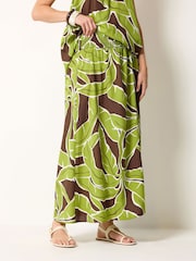 Long Tall Sally Green/Brown Palm Print Top & Skirt Set - Image 5 of 6