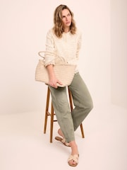 Mint Velvet Green Cotton Blend Barrel Chino Trousers - Image 5 of 8