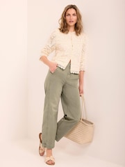 Mint Velvet Green Cotton Blend Barrel Chino Trousers - Image 6 of 8