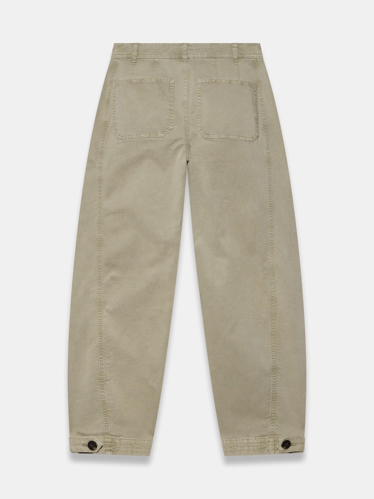 Mint Velvet Green Cotton Blend Barrel Chino Trousers - Image 8 of 8