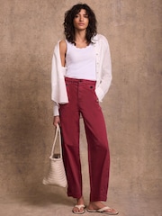 Mint Velvet Red Cotton Blend Barrel Chino Trousers - Image 4 of 7