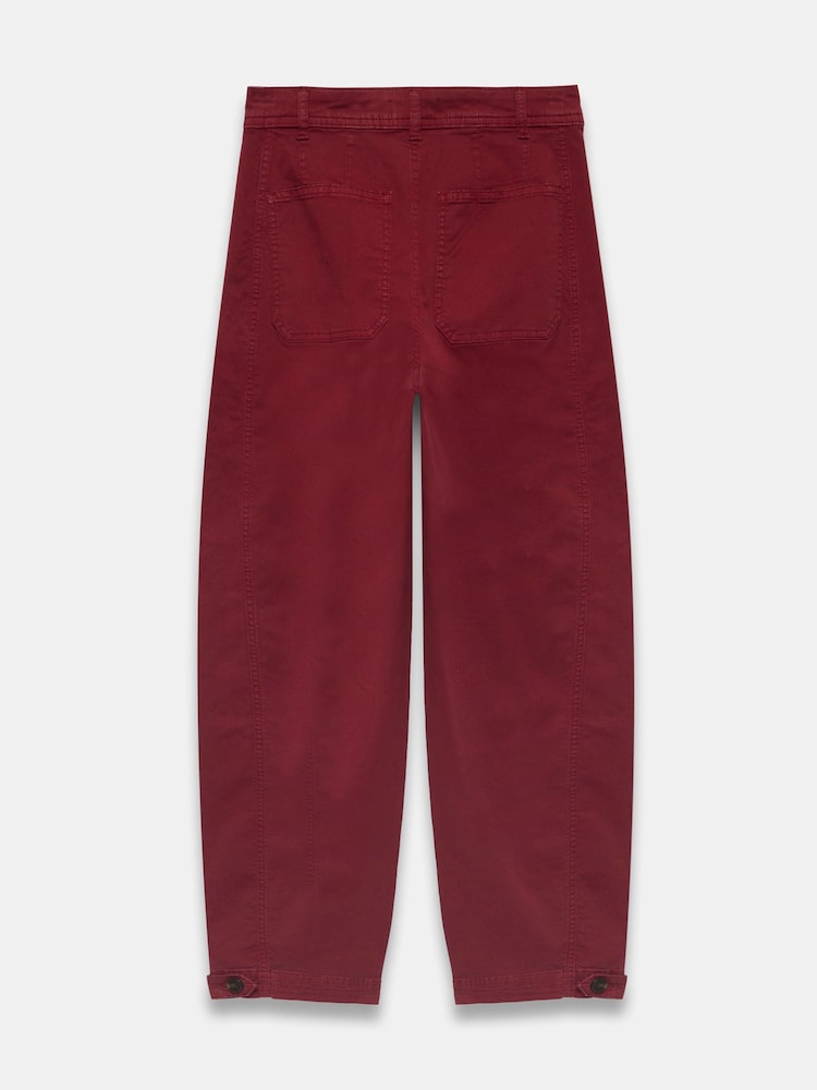 Mint Velvet Red Cotton Blend Barrel Chino Trousers - Image 7 of 7