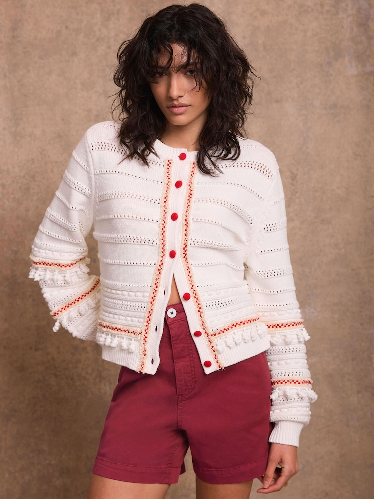 紅色 - Mint Velvet Cotton Blend Pleated Chino Shorts - 圖片 1/6