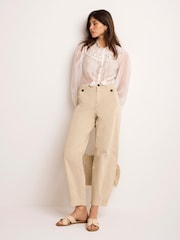 Mint Velvet Brown Straight Utility Chino Trousers - Image 1 of 8