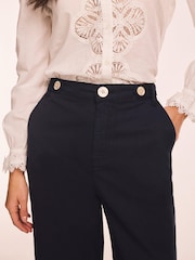 Mint Velvet Blue Cropped Wide Chino Trousers - Image 4 of 7