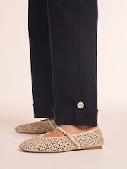 Mint Velvet Blue Cropped Wide Chino Trousers - Image 5 of 7