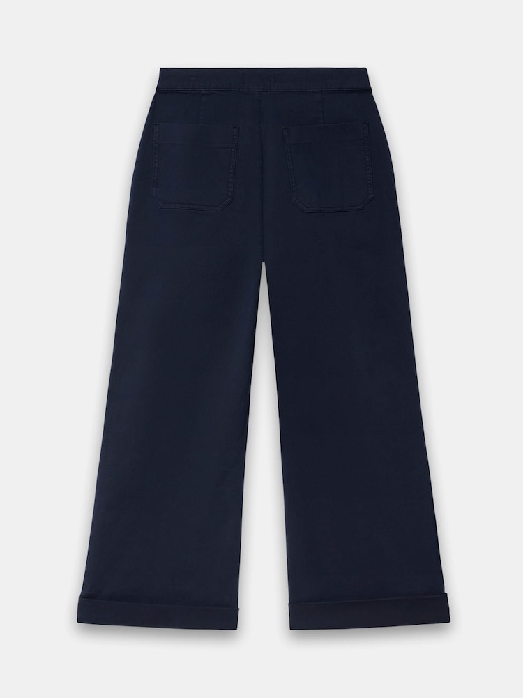 Mint Velvet Blue Cropped Wide Chino Trousers - Image 7 of 7
