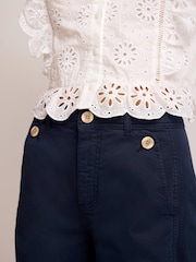 Mint Velvet Blue Cotton Blend Barrel Chino Trousers - Image 4 of 7