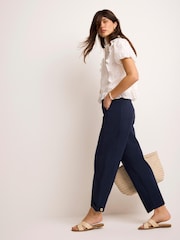 Mint Velvet Blue Cotton Blend Barrel Chino Trousers - Image 5 of 7