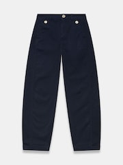 Mint Velvet Blue Cotton Blend Barrel Chino Trousers - Image 6 of 7