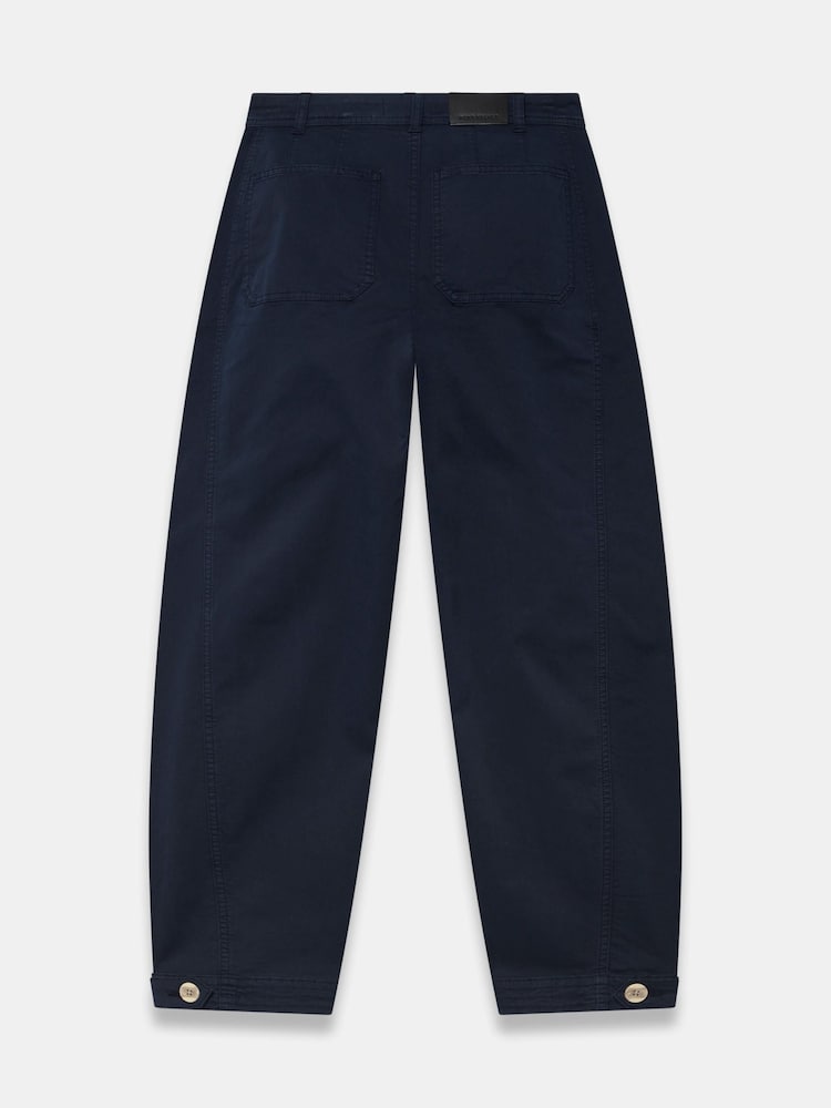 Mint Velvet Blue Cotton Blend Barrel Chino Trousers - Image 7 of 7