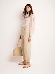 Mint Velvet Brown Cotton Blend Barrel Chino Trousers - Image 5 of 7