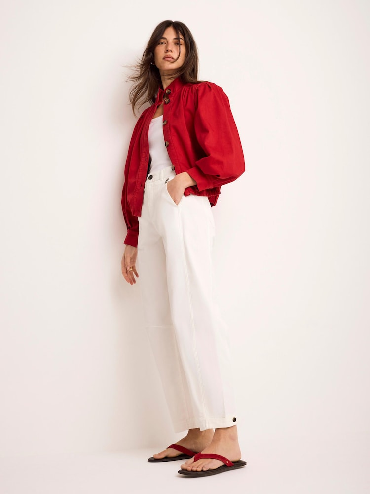 Mint Velvet White Cotton Blend Barrel Chino Trousers - Image 2 of 6 Mint Velvet White Cotton Blend Barrel Chino Trousers - Image 2 of 6
