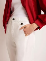 Mint Velvet White Cotton Blend Barrel Chino Trousers - Image 3 of 6