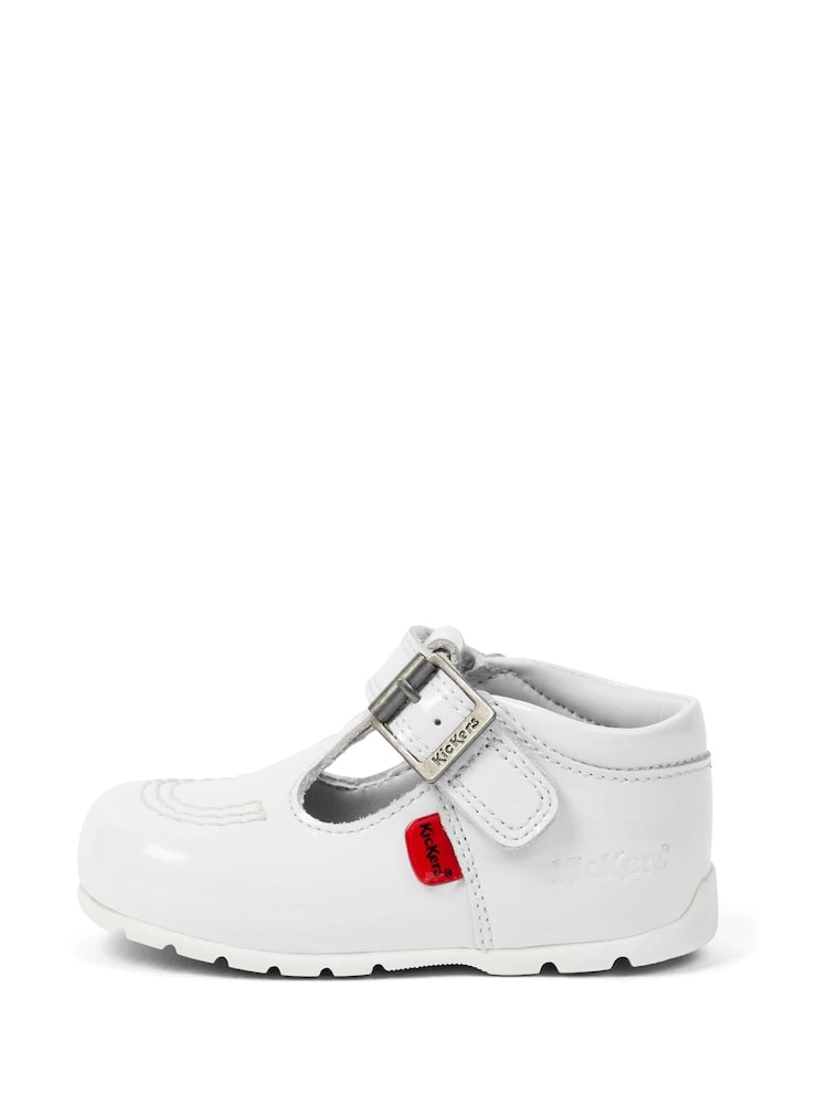 Kickers White Infant T Bar Patent Leather Shoes - Image 2 of 6