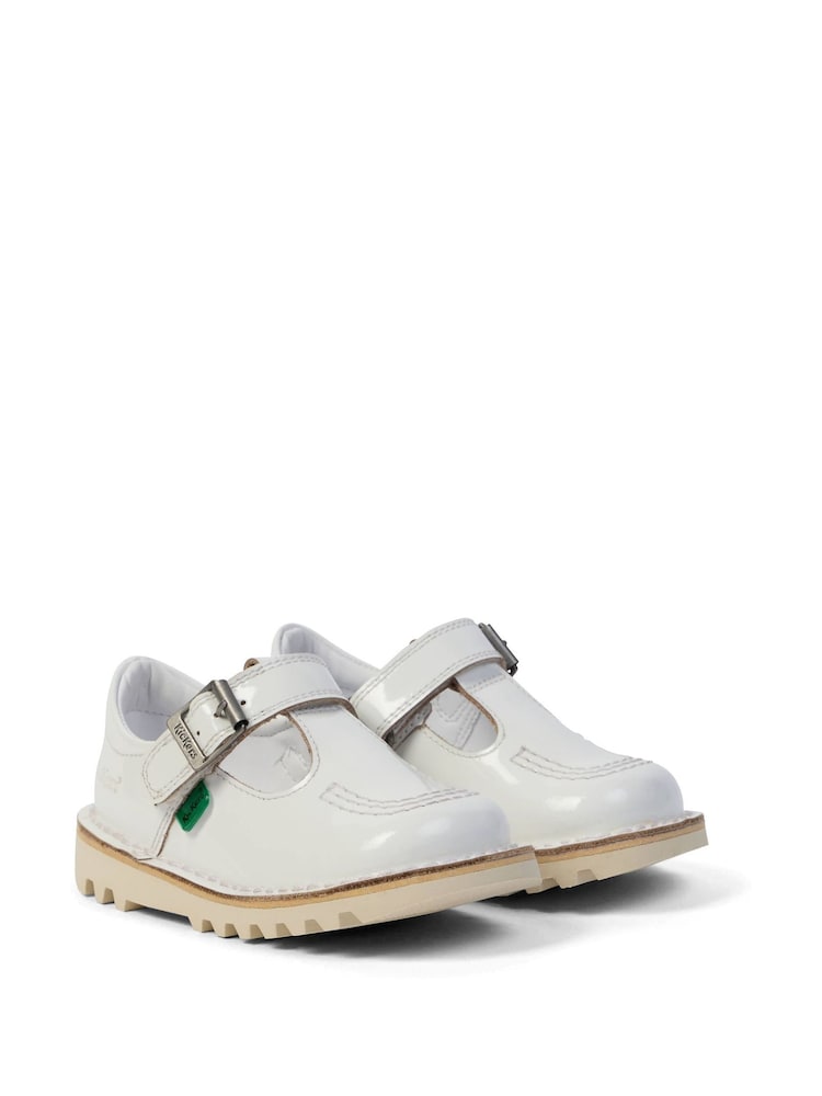 Kickers White Infant T Bar Patent Leather Shoes - Image 1 of 6
