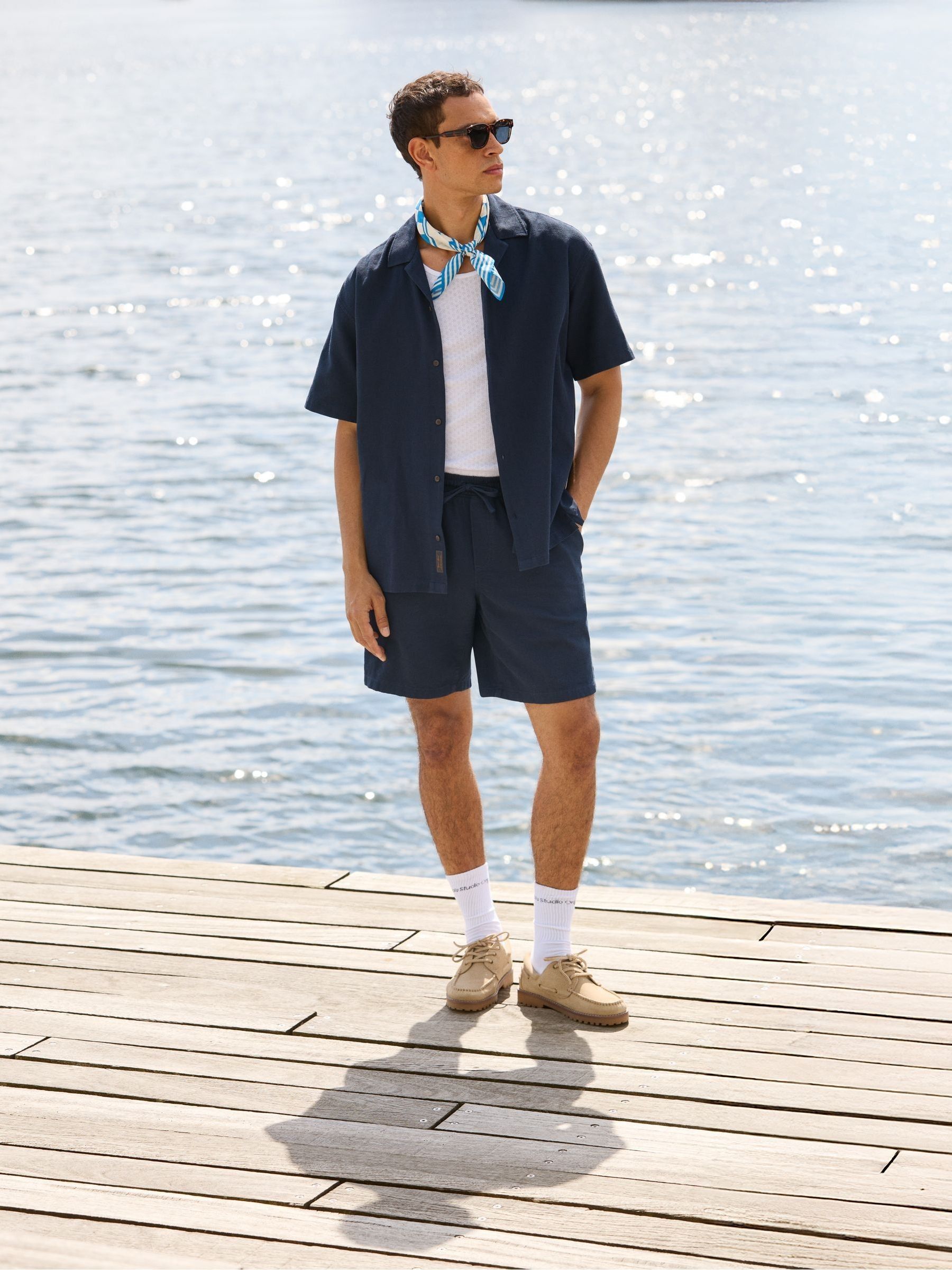 Buy JACK & JONES Blue Waffle Co-Ord Shirt & Shorts Set from Next USA