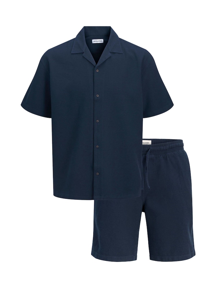 JACK & JONES Vaffelfarget Skjorte & Shorts Sett - Bilde 1 av 3