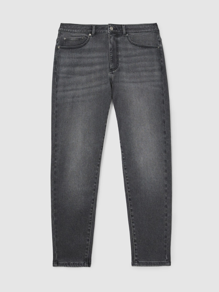 Reiss Washed Black Rathbone Relaxed-Fit Cropped Jeans - Image 2 of 6 Reiss Washed Black Rathbone Relaxed-Fit Cropped Jeans - Image 2 of 6