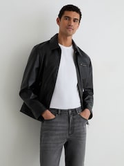 Reiss Washed Black Rathbone Relaxed-Fit Cropped Jeans - Image 3 of 6