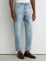 Reiss Light Blue Wash Rathbone Relaxed-Fit Cropped Jeans - Image 3 of 7