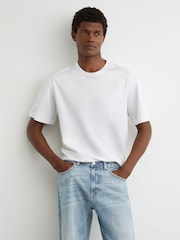 Reiss Light Blue Wash Rathbone Relaxed-Fit Cropped Jeans - Image 4 of 7