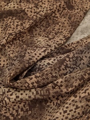 Reiss Brown Print Laurie Matte Silk Printed Draped Shirt - Image 6 of 6