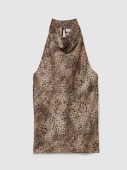 Reiss Krissy Silk Printed Cowl-Neck Sleeveless Top - Bild 2 von 7