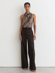 Reiss Krissy Silk Printed Cowl-Neck Sleeveless Top - Bild 3 von 7