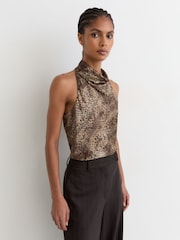 Reiss Krissy Silk Printed Cowl-Neck Sleeveless Top - Bild 5 von 7