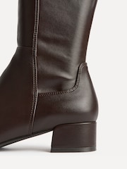 Linzi Brown PU Revolve Stretch High Leg Boots With Low Block Heel - Image 5 of 5