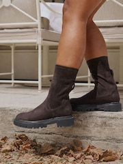 Linzi Brown Suede Peggy Pull On Mid Chelsea Boots - Image 1 of 5