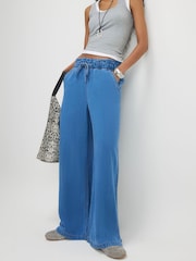 River Island Blue Low Rise Wide Leg Paperbag Tie Front Jeans - Image 3 of 4
