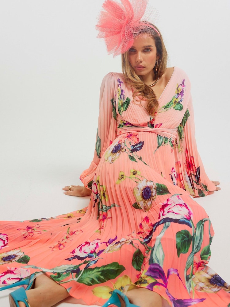 Buy River Island Pink Edwina Long Sleeve Floral Print Midi Dress from Next  USA