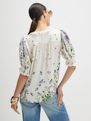 River Island White Short Sleeve Floral Print Top - Image 2 of 4