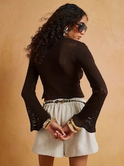 River Island Brown Crochet Knit Cardigan - Image 4 of 4