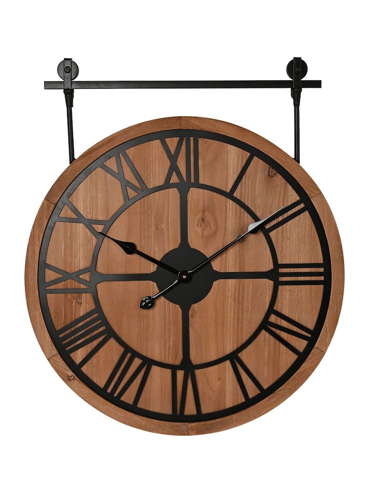 Widdop Brown Wooden Wall Clock with Bracket - Image 1 of 2