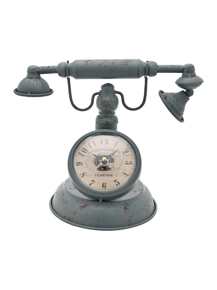 Widdop Green Metal Mantel Clock - Old Fashioned Telephone - Image 1 of 4 Widdop Green Metal Mantel Clock - Old Fashioned Telephone - Image 1 of 4
