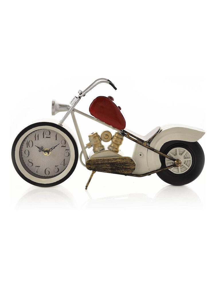 Widdop White Mantel Clock - Motorcycle - Image 1 of 2 Widdop White Mantel Clock - Motorcycle - Image 1 of 2
