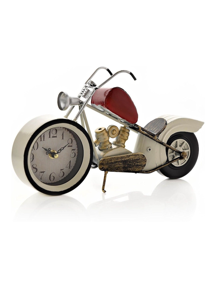 Widdop White Mantel Clock - Motorcycle - Image 2 of 2 Widdop White Mantel Clock - Motorcycle - Image 2 of 2
