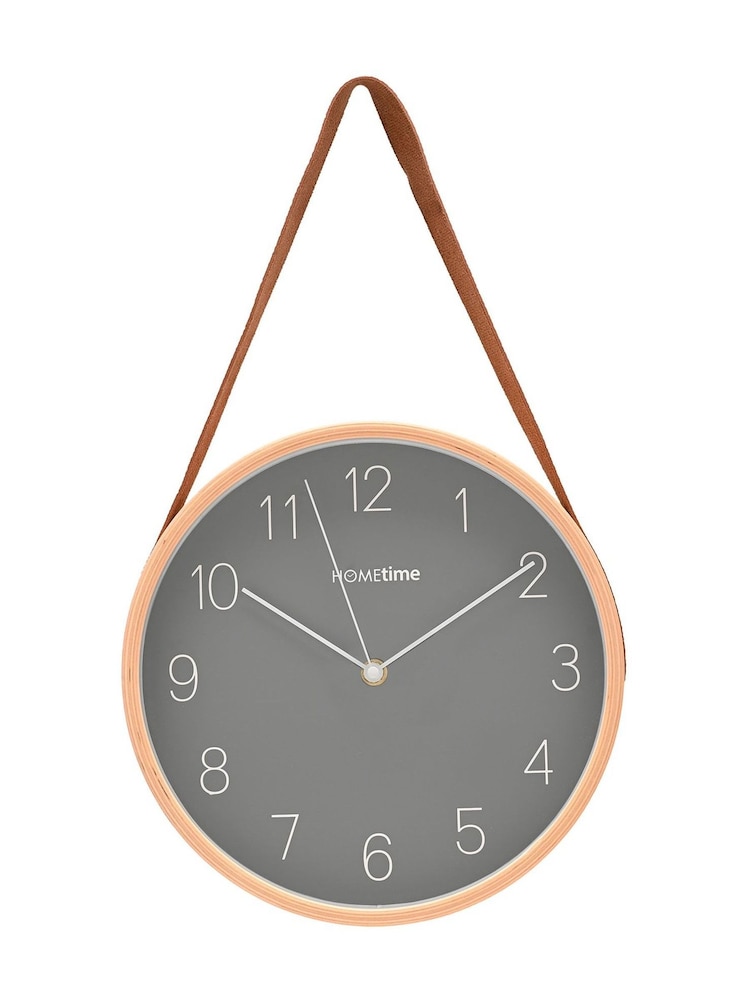 Widdop Oak Wooden Wall Clock with Hanging Belt - Image 1 of 4 Widdop Oak Wooden Wall Clock with Hanging Belt - Image 1 of 4