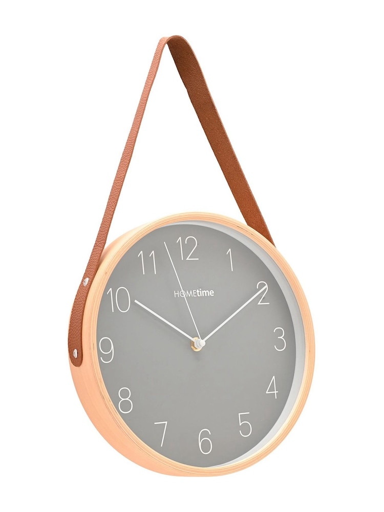 Widdop Oak Wooden Wall Clock with Hanging Belt - Image 2 of 4 Widdop Oak Wooden Wall Clock with Hanging Belt - Image 2 of 4