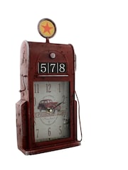 Widdop Red Metal Mantel Clock - Petrol Pump - Image 1 of 1