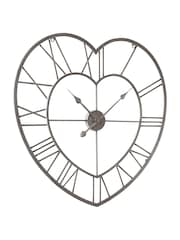 Widdop Silver Metal Heart Shaped Wall Clock - Image 1 of 2