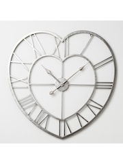 Widdop Silver Metal Heart Shaped Wall Clock - Image 2 of 2