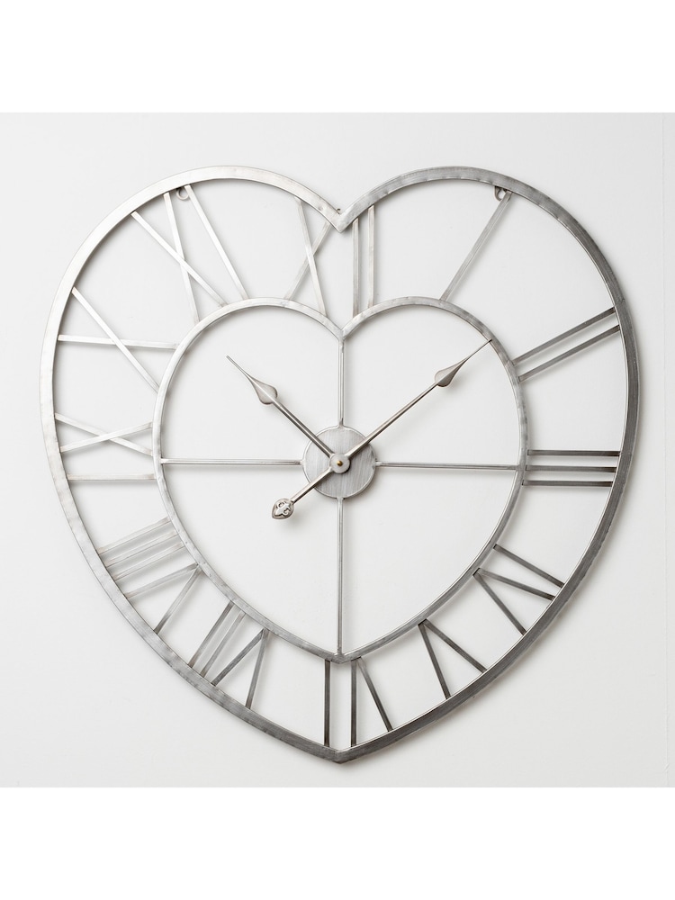Widdop Silver Metal Heart Shaped Wall Clock - Image 2 of 2