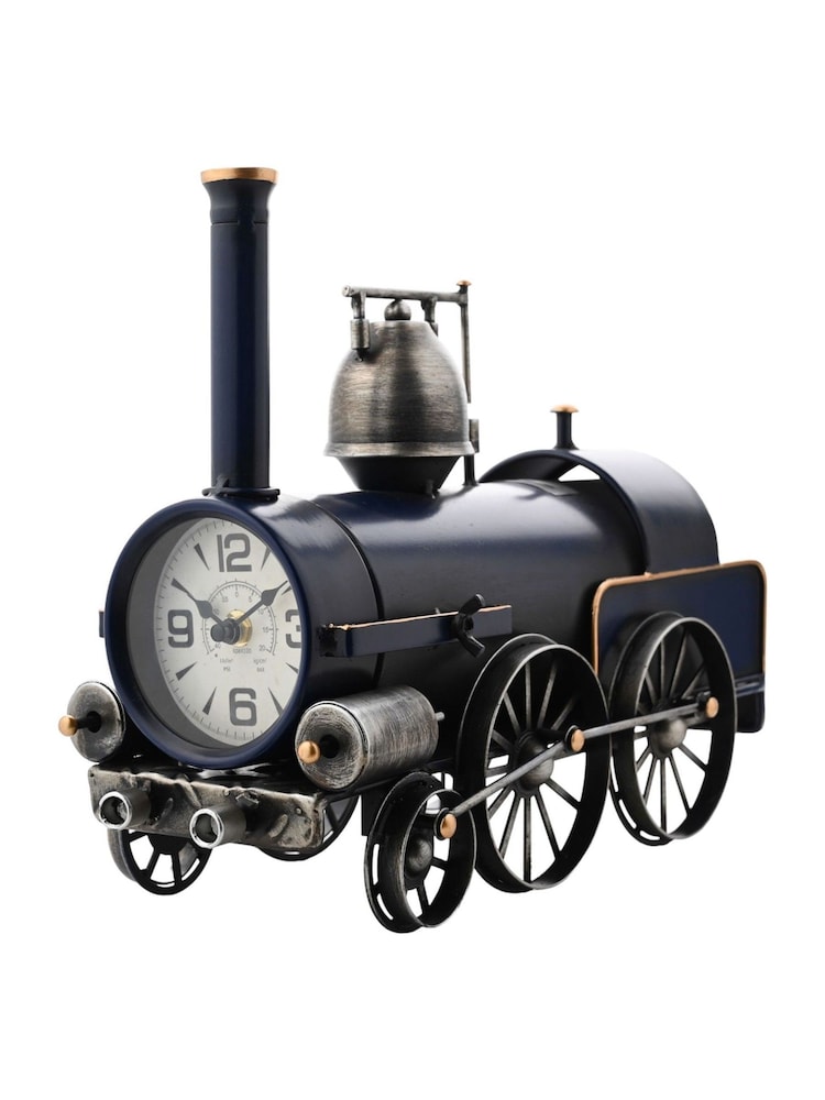 Widdop Blue Train Mantel Clock & Money Box - Image 1 of 3 Widdop Blue Train Mantel Clock & Money Box - Image 1 of 3