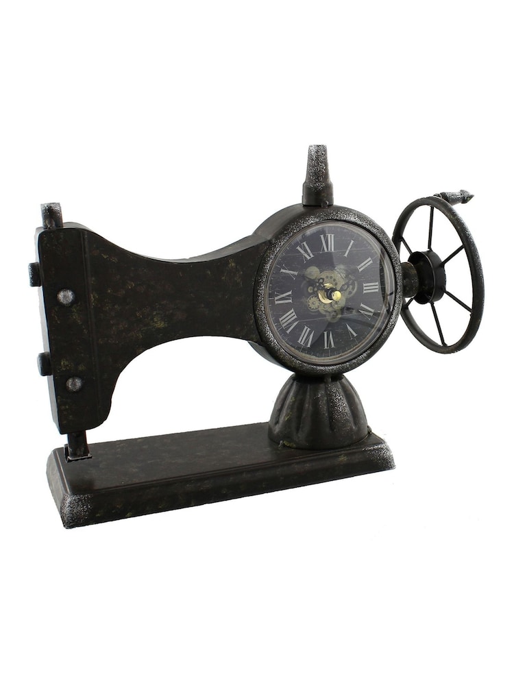 Widdop Black Metal Mantel Clock - Sewing Machine - Image 1 of 1