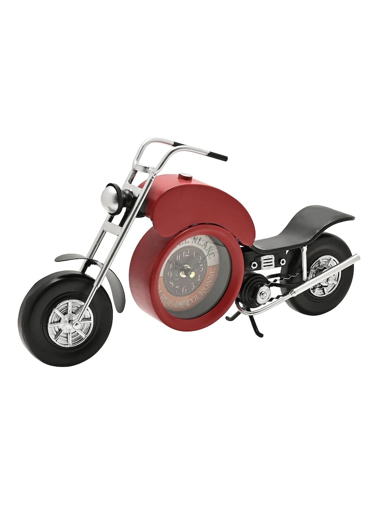 Widdop Red Mantel Clock - Old Fashioned Motorcycle - Image 1 of 1