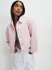 River Island Pink Pocket Front Denim Jacket - Image 1 of 4